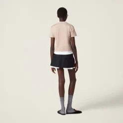 Albino White Garment-dyed Jersey T-shirt With Embroidered Logo | Miu Miu