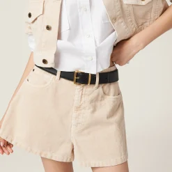 Albino White Garment-dyed Corduroy Bermudas | Miu Miu