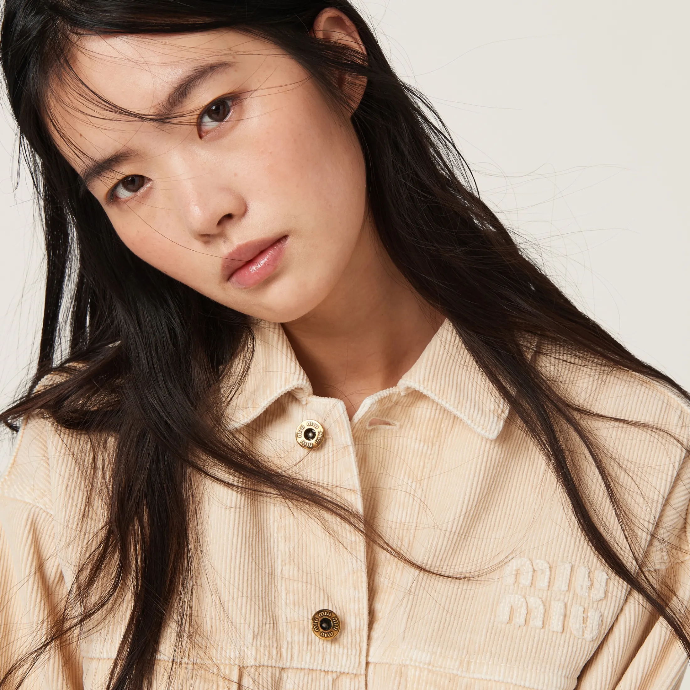 Albino White Garment-dyed Velvet Blouson Jacket | Miu Miu