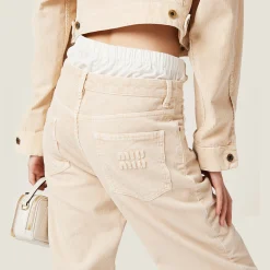 Albino White Garment-dyed Corduroy Pants | Miu Miu