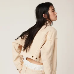 Albino White Garment-dyed Velvet Blouson Jacket | Miu Miu