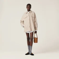 Albino White Wool Blouson Jacket | Miu Miu