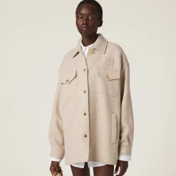 Albino White Wool Blouson Jacket | Miu Miu