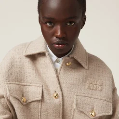Albino White Wool Blouson Jacket | Miu Miu