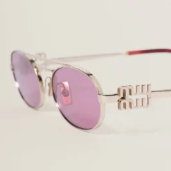 Amaranth Lenses Miu Miu Logo Sunglasses | Miu Miu