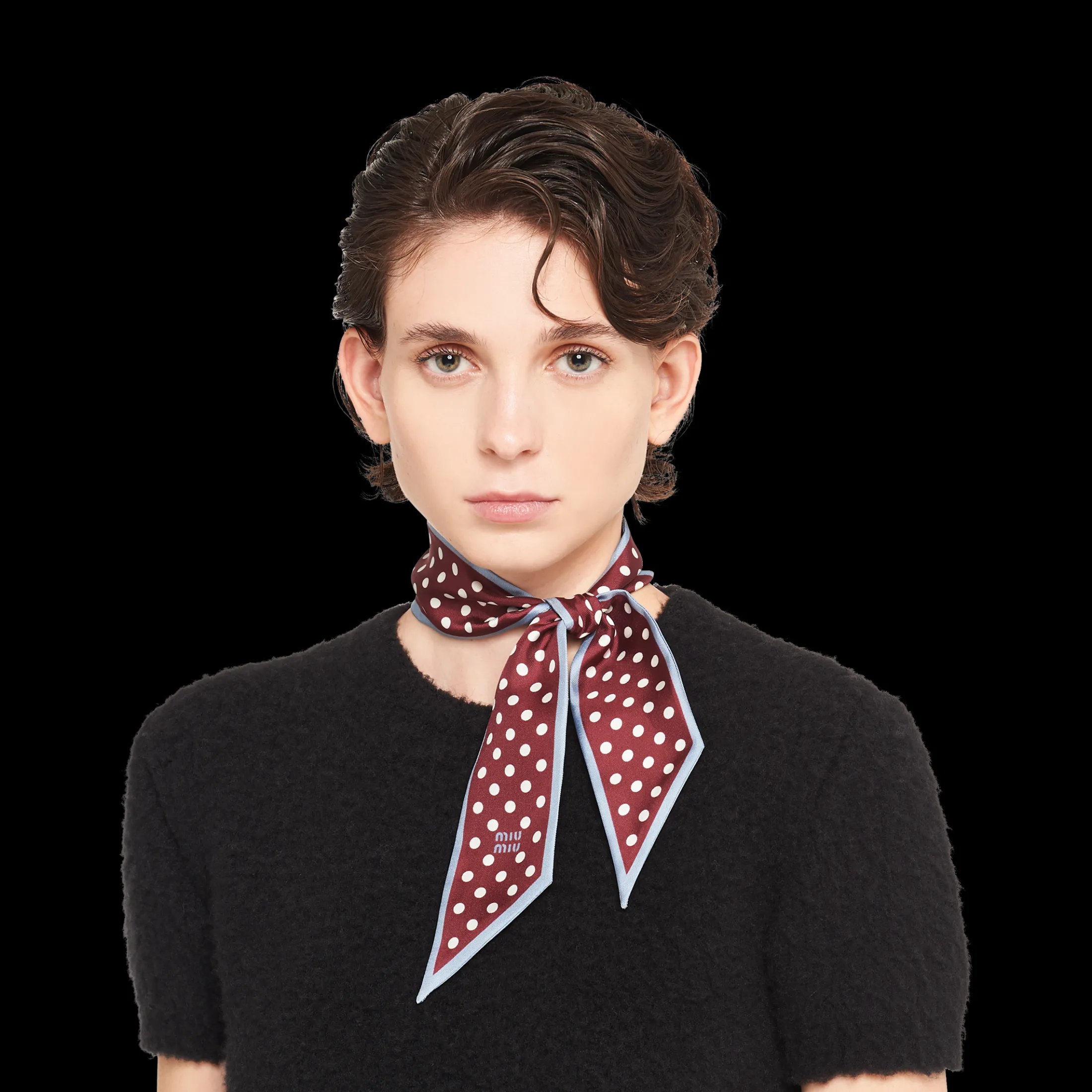 Amaranth Red/cornflower Printed Twill Scarf | Miu Miu