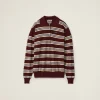 Amaranth Red/maize Yellow Silk And Cotton Knit Polo Shirt | Miu Miu