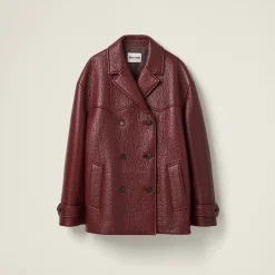 Amaranth Red/maize Yellow Double-breasted Nappa Leather Jacket | Miu Miu