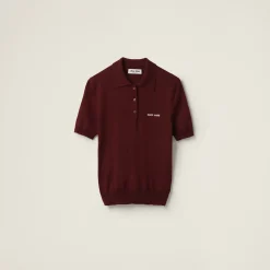 Amaranth Red/maize Yellow Wool Knit Polo Shirt | Miu Miu