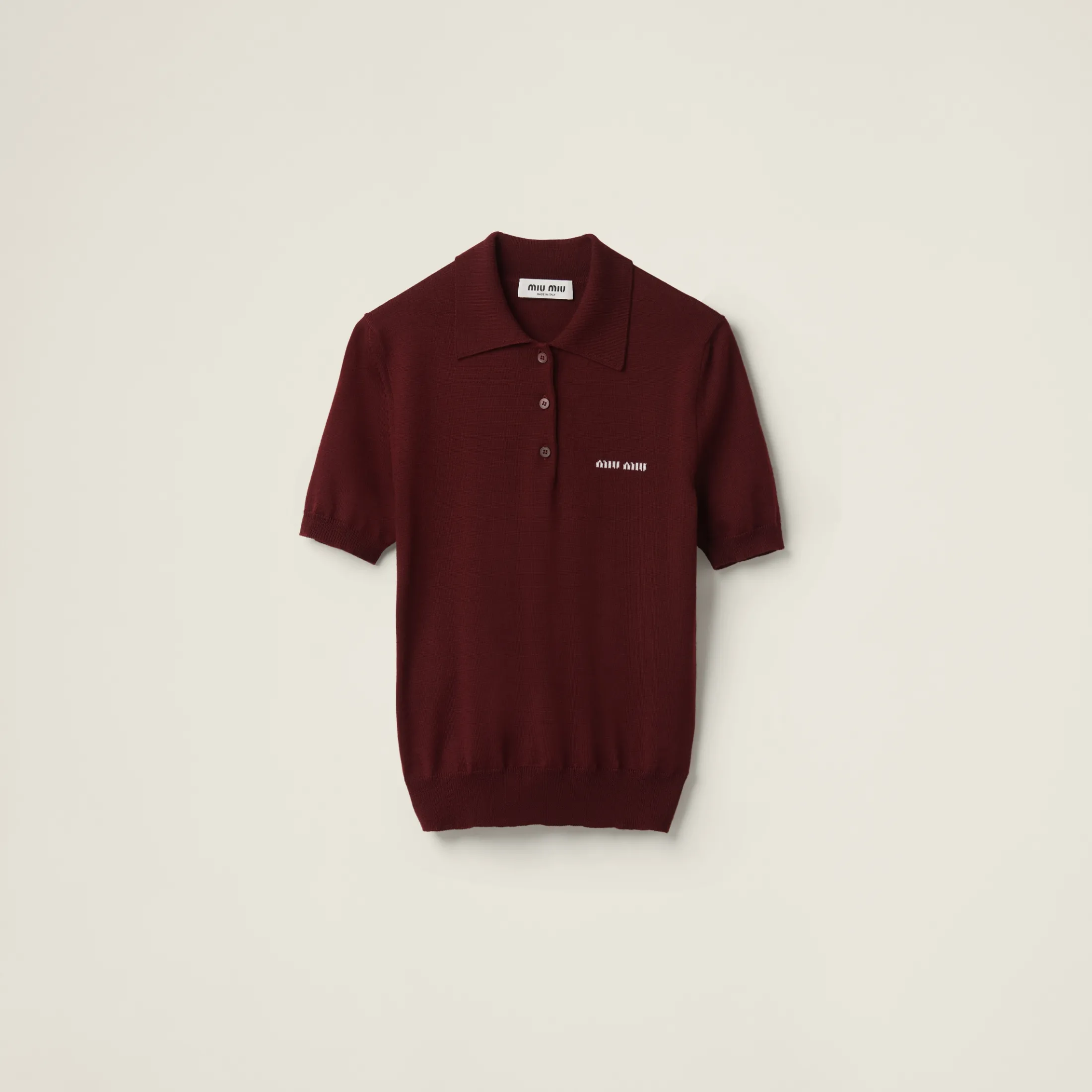 Amaranth Red/maize Yellow Wool Knit Polo Shirt | Miu Miu