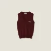 Amaranth Red/maize Yellow Wool Sweater Vest | Miu Miu