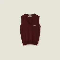 Amaranth Red/maize Yellow Wool Sweater Vest | Miu Miu