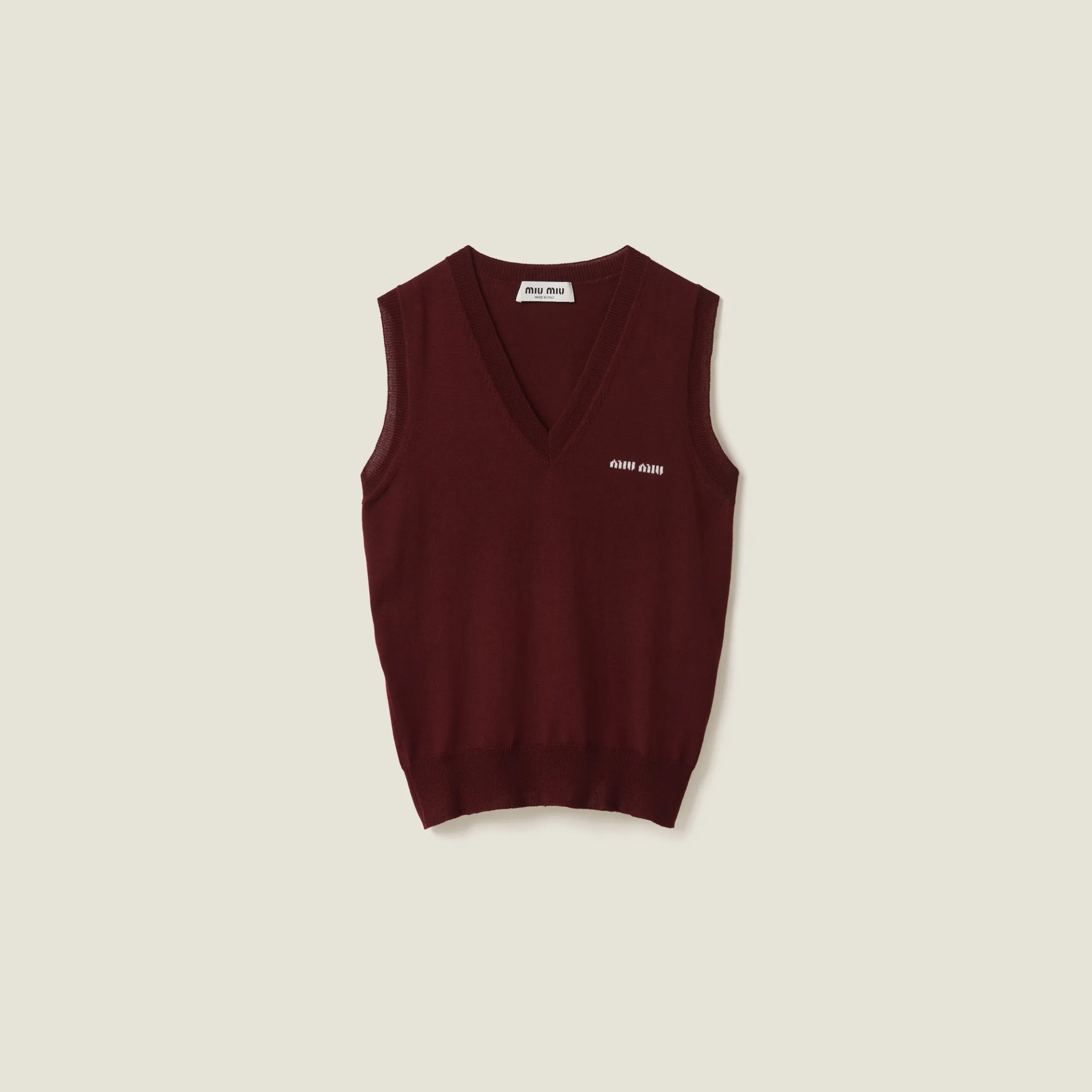 Amaranth Red/maize Yellow Wool Sweater Vest | Miu Miu