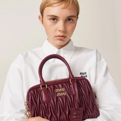 Amaranth Red/maize Yellow Arcadie Matelassé Nappa Leather Bag | Miu Miu