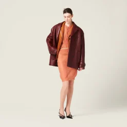 Amaranth Red/maize Yellow Double-breasted Nappa Leather Jacket | Miu Miu
