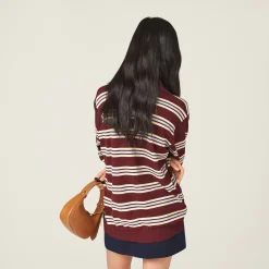 Amaranth Red/maize Yellow Silk And Cotton Knit Polo Shirt | Miu Miu