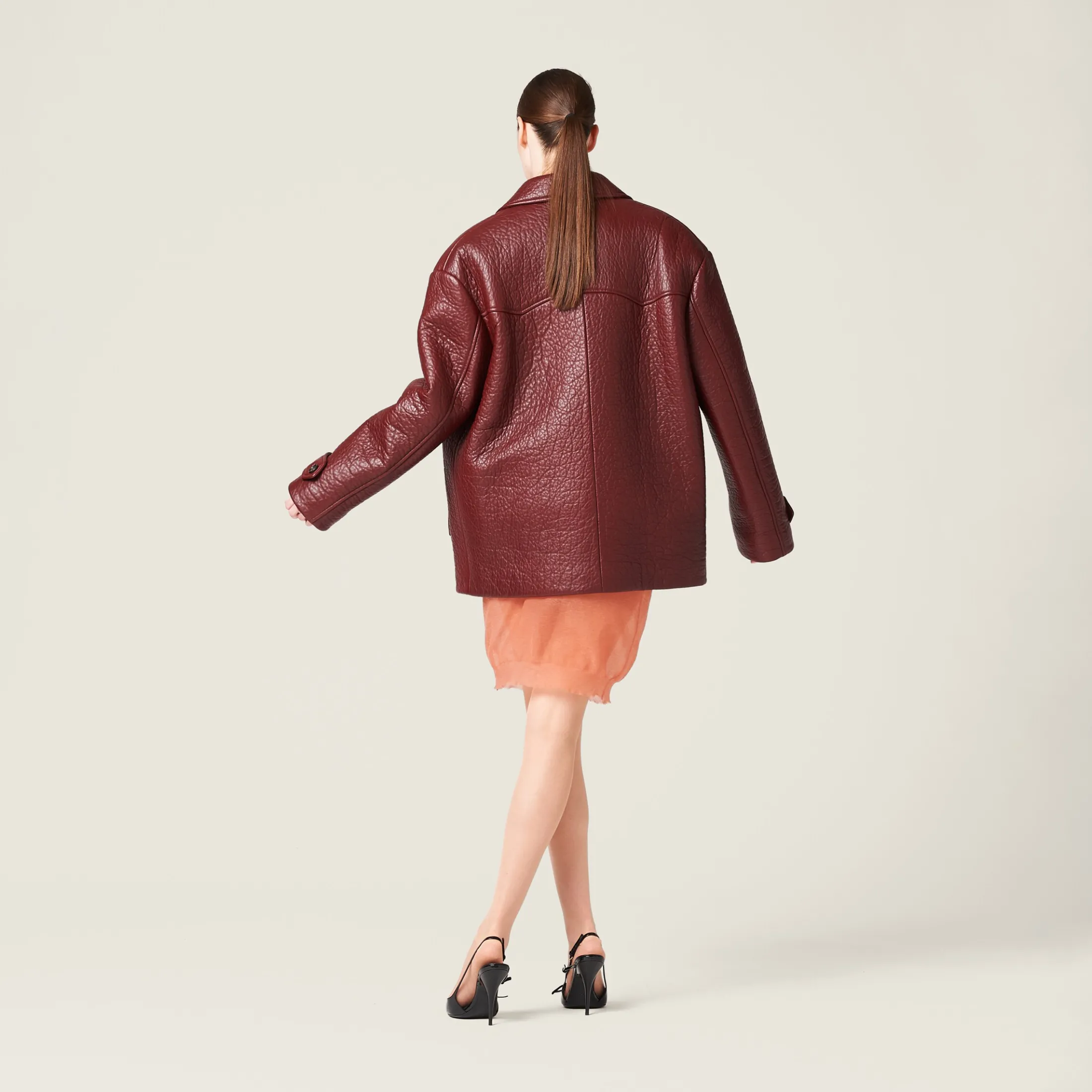 Amaranth Red/maize Yellow Double-breasted Nappa Leather Jacket | Miu Miu