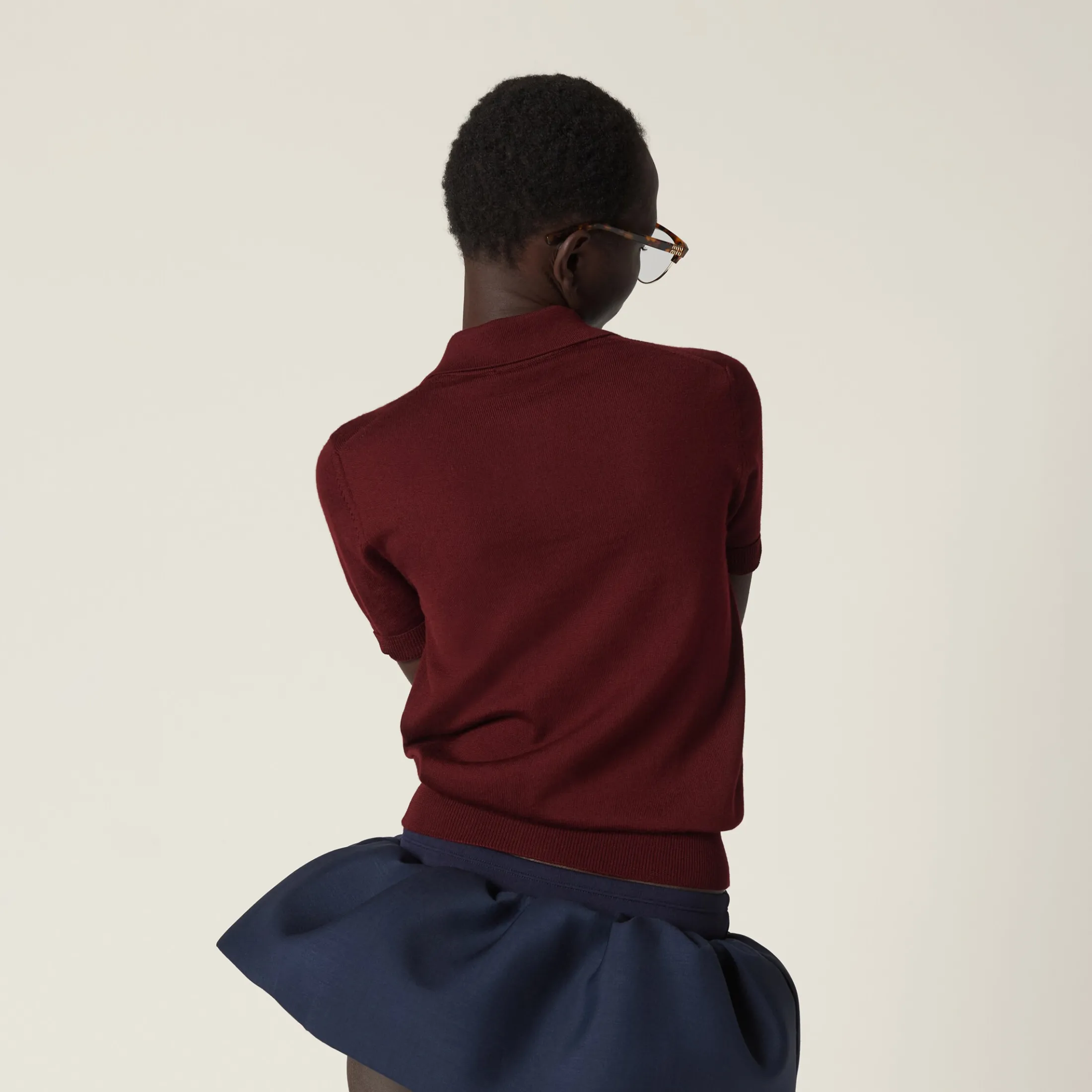 Amaranth Red/maize Yellow Wool Knit Polo Shirt | Miu Miu