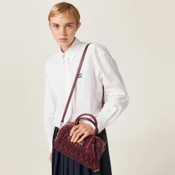 Amaranth Red/maize Yellow Arcadie Matelassé Nappa Leather Bag | Miu Miu