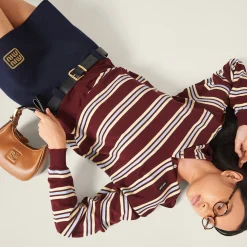 Amaranth Red/maize Yellow Silk And Cotton Knit Polo Shirt | Miu Miu