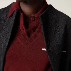 Amaranth Red/maize Yellow Wool Knit Polo Shirt | Miu Miu