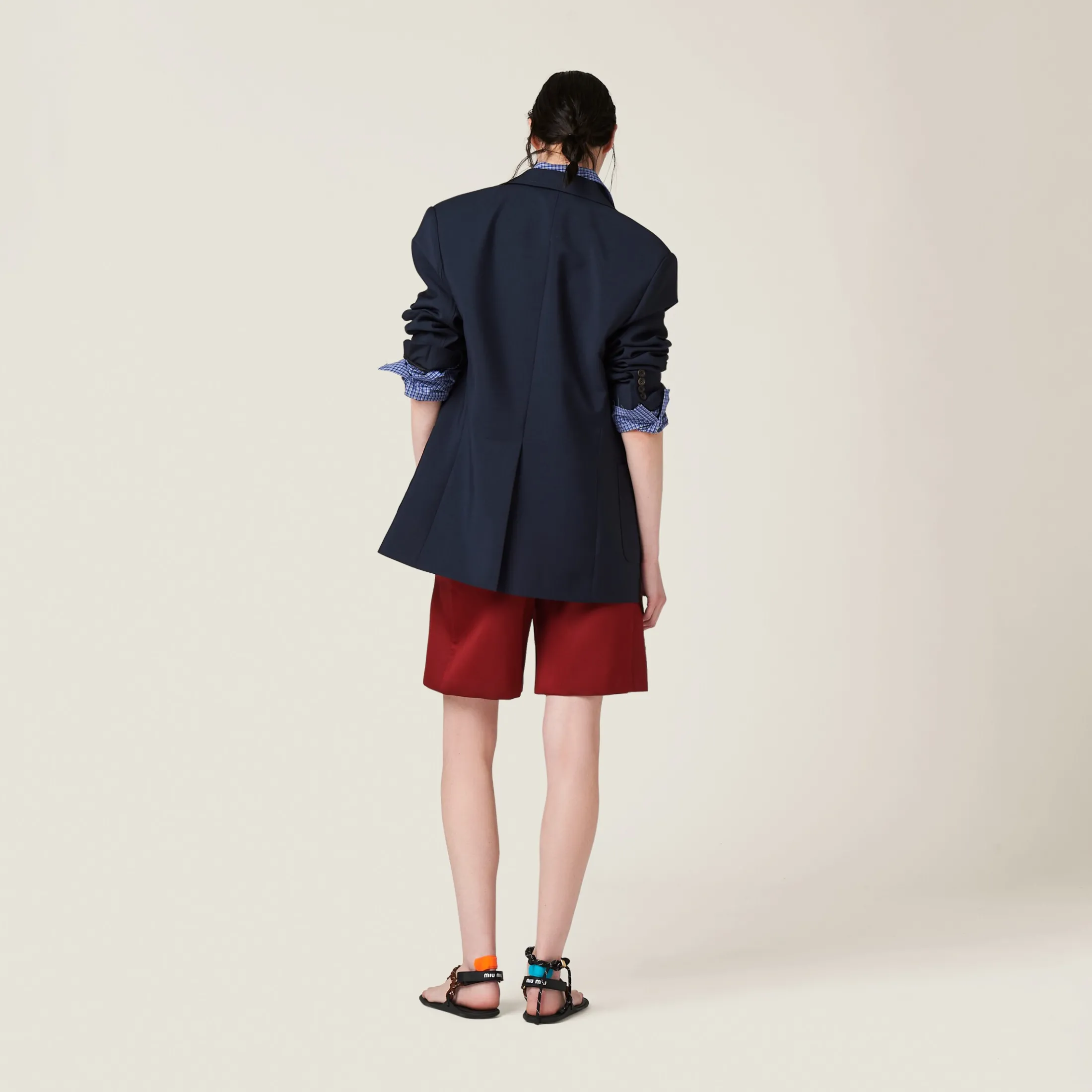 Amaranth/orange Satin Bermudas | Miu Miu