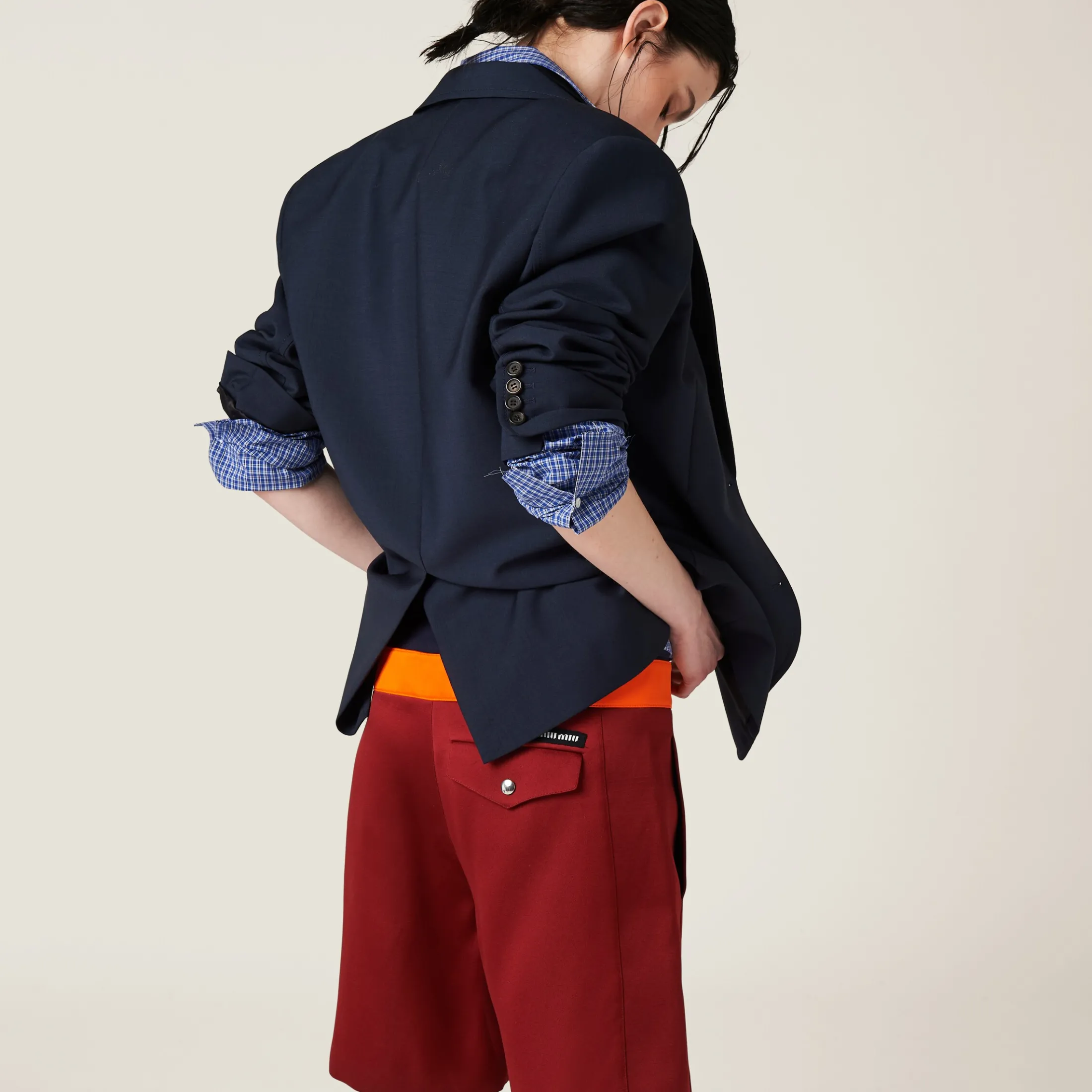 Amaranth/orange Satin Bermudas | Miu Miu