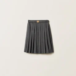 Anthracite Gray Prince Of Wales Check Skirt | Miu Miu