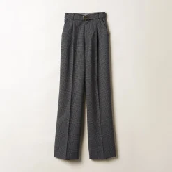 Anthracite Gray Prince Of Wales Check Pants | Miu Miu