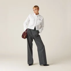 Anthracite Gray Prince Of Wales Check Pants | Miu Miu