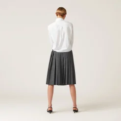 Anthracite Gray Prince Of Wales Check Skirt | Miu Miu