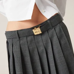 Anthracite Gray Prince Of Wales Check Skirt | Miu Miu