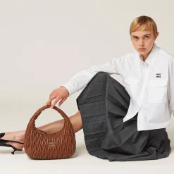 Anthracite Gray Prince Of Wales Check Skirt | Miu Miu