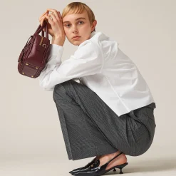 Anthracite Gray Prince Of Wales Check Pants | Miu Miu