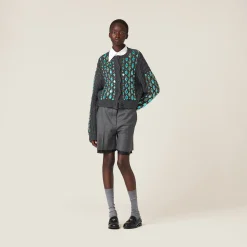 Anthracite Gray Wool Knit Cardigan | Miu Miu