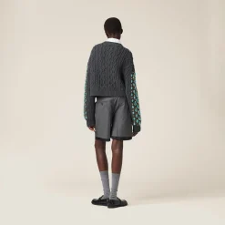 Anthracite Gray Wool Knit Cardigan | Miu Miu
