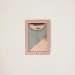 Apricot/cord/aluminum Set Of 3 Jersey T-shirts | Miu Miu