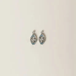 Aquamarine Metal Earrings With Crystals | Miu Miu