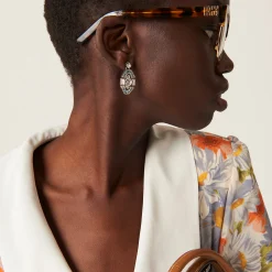 Aquamarine Metal Earrings With Crystals | Miu Miu