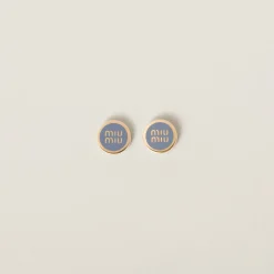 Astral Blue Enameled Metal Earrings | Miu Miu
