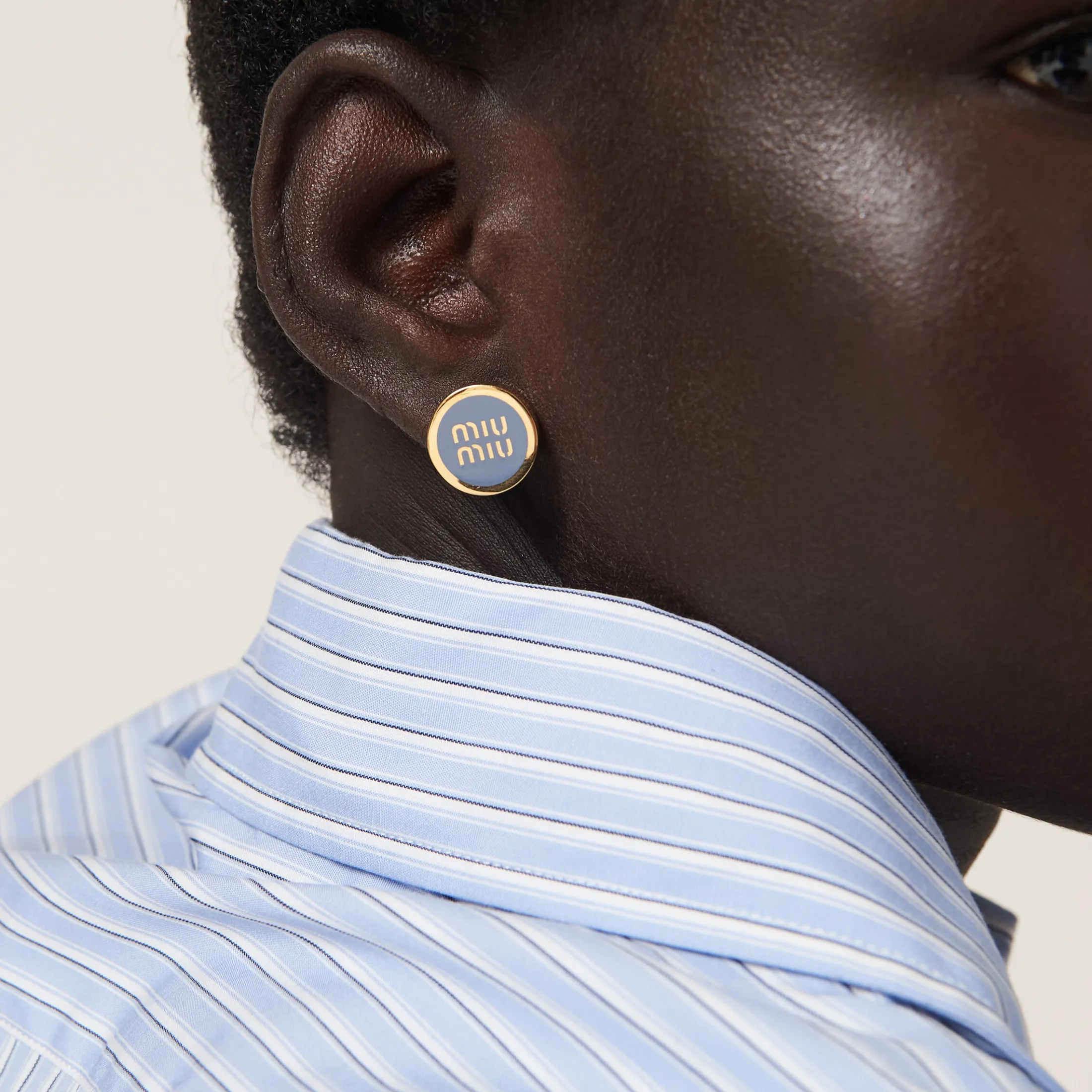 Astral Blue Enameled Metal Earrings | Miu Miu