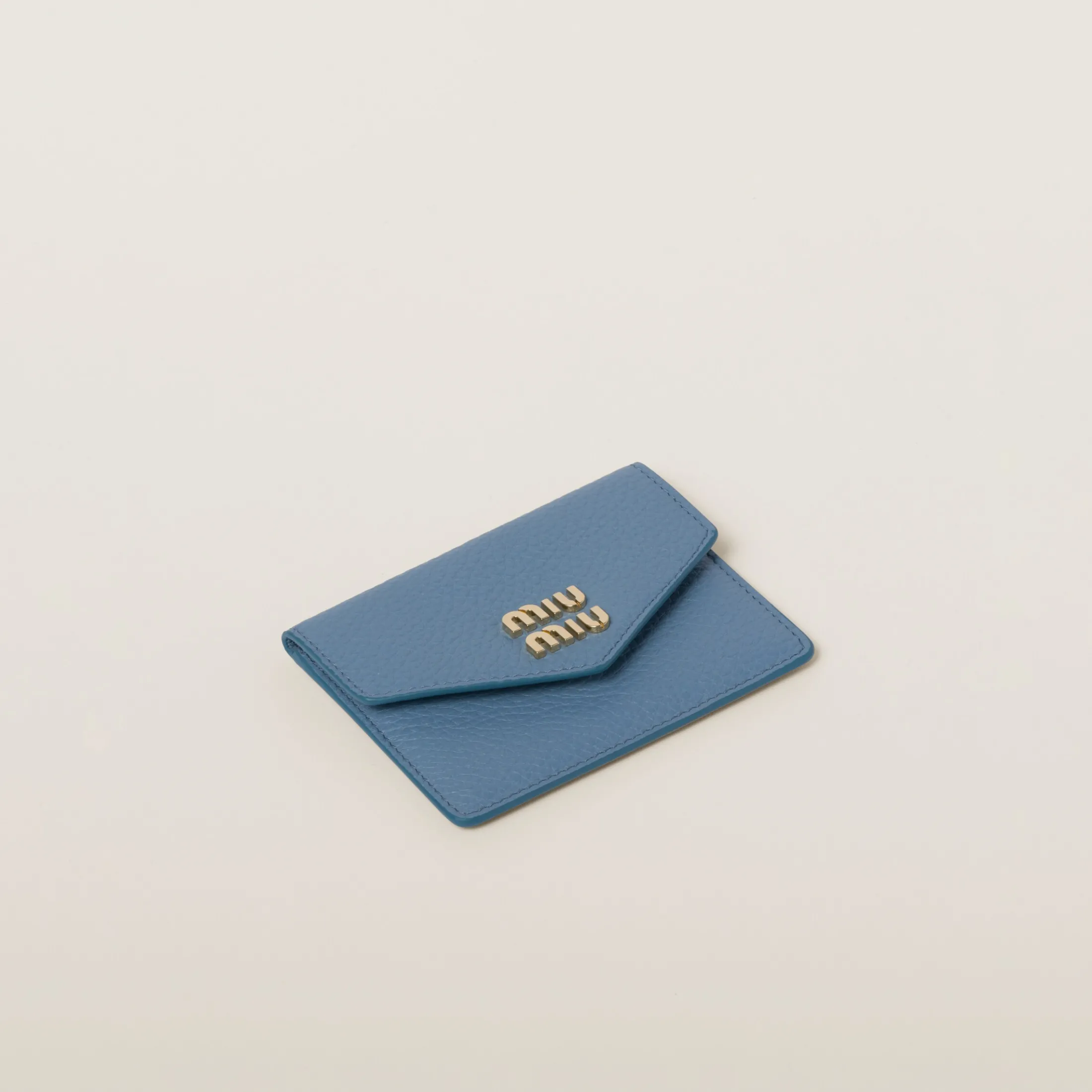Astral Blue Leather Card Holder | Miu Miu