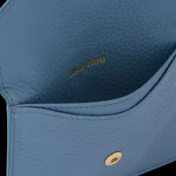 Astral Blue Leather Card Holder | Miu Miu