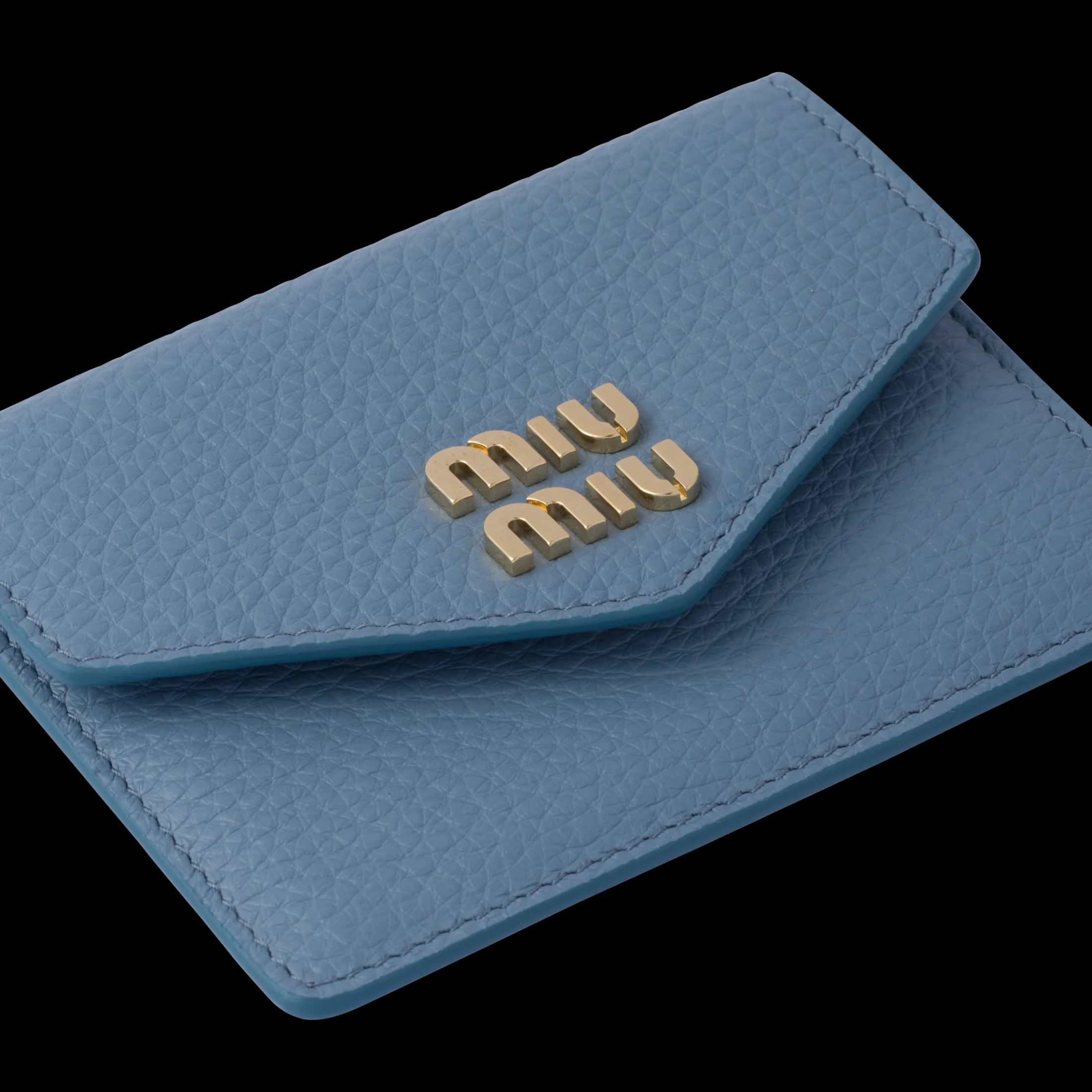 Astral Blue Leather Card Holder | Miu Miu