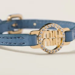 Astral Blue Madras Leather Bracelet | Miu Miu