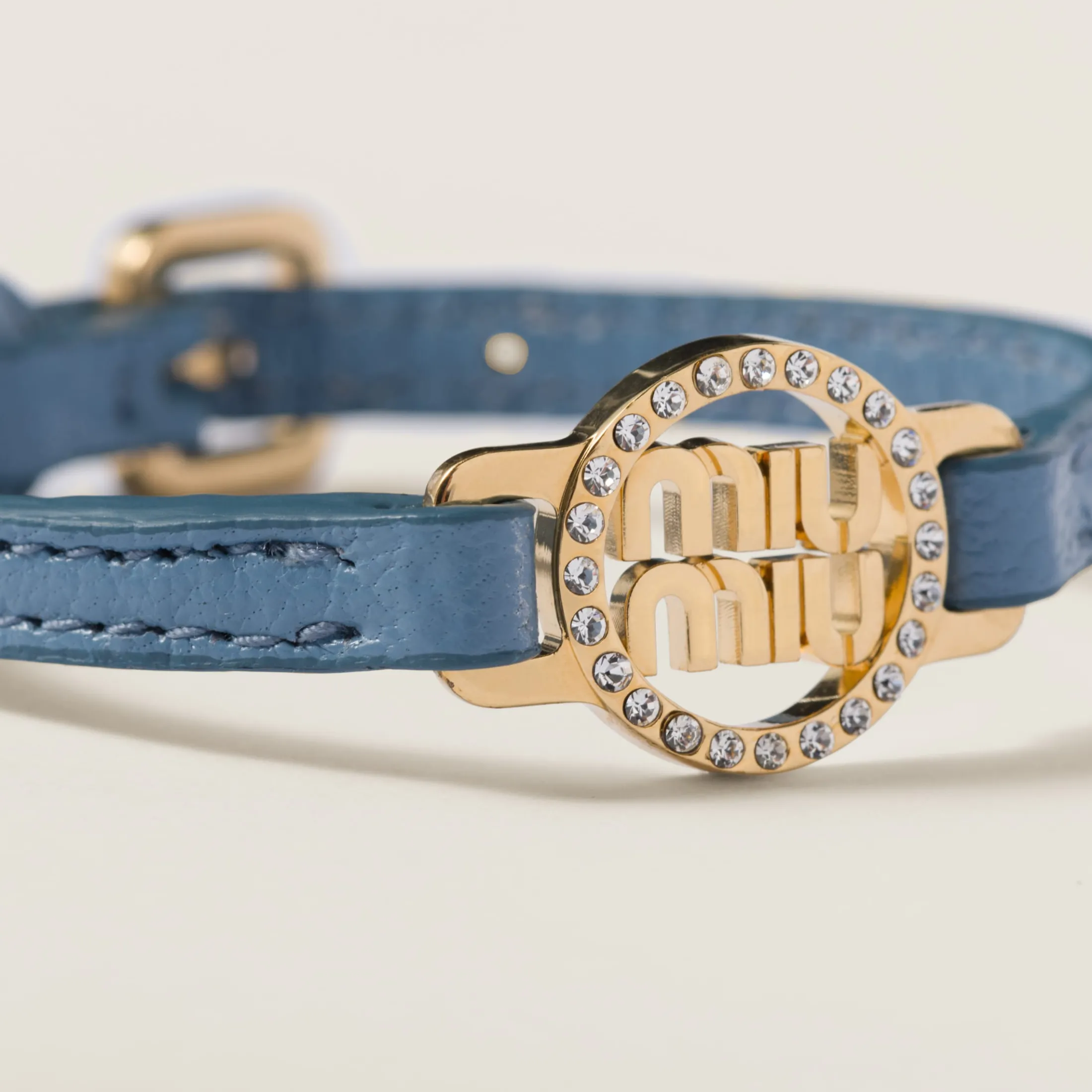 Astral Blue Madras Leather Bracelet | Miu Miu