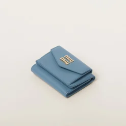 Astral Blue Small Leather Wallet | Miu Miu