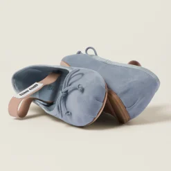 Astral Blue Suede Ballerinas | Miu Miu