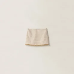 Avory/albino White Check Lamé Miniskirt | Miu Miu