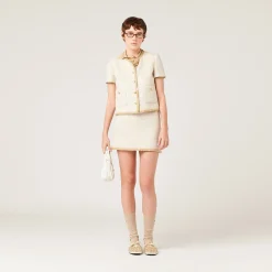 Avory/albino White Check Lamé Miniskirt | Miu Miu